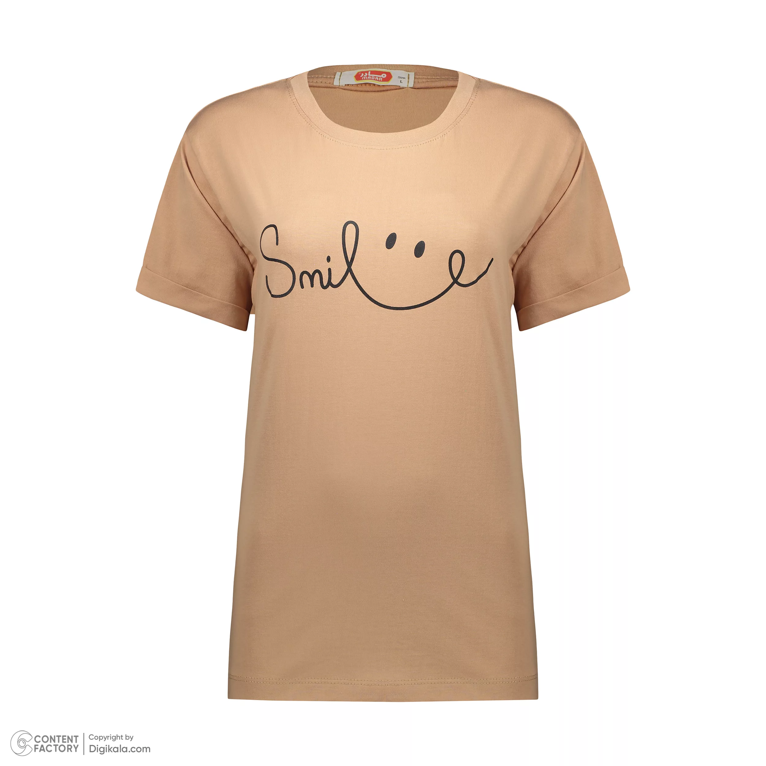 تی شرت آستین کوتاه زنانه مادر مدل Risa رنگ نسکافهای