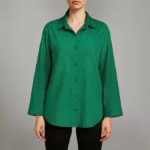 شومیز آستین بلند یقه برگردان زنانه نیزل مدل 1246 رنگ سبز چمنی