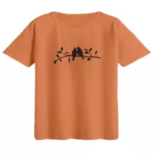 تی‌شرت  اورسایز آستین کوتاه زنانه مدل باکسی طرح پرنده و شاخه رنگ گلبهی