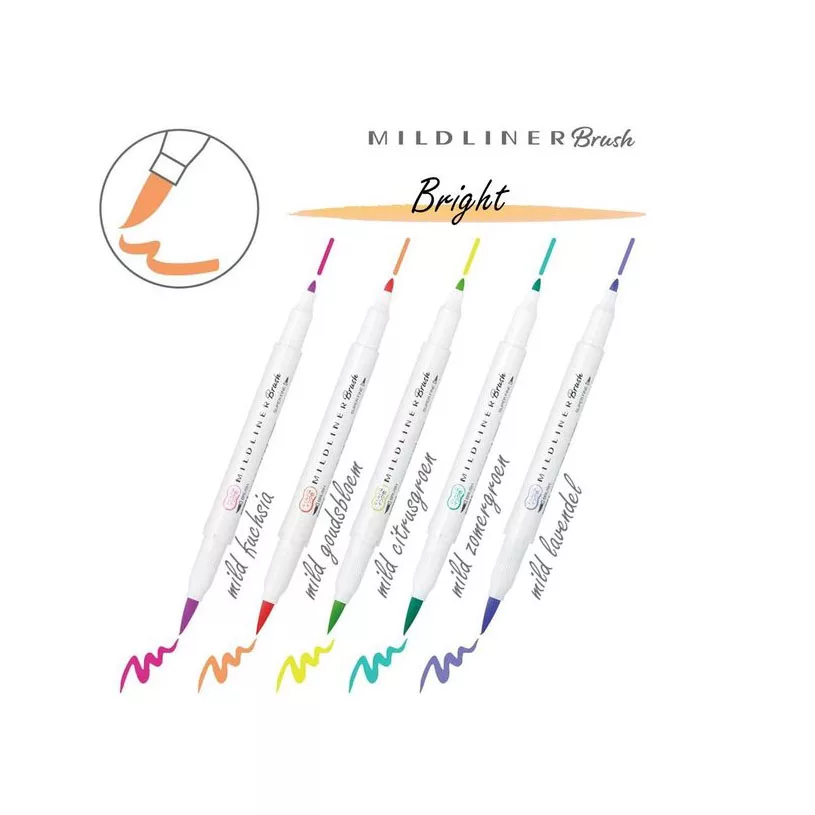 ماژیک آبرنگی زبرا مدل MILDLINER Dual Ended Brush بسته 5 عددی