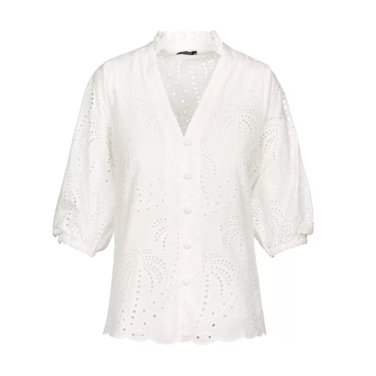 شومیز آستین سه ربع یقه هفت زنانه مدل SB-SS-304453 رنگ سفید