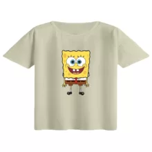 کراپ تی‌شرت آستین کوتاه زنانه مدل باب اسفنجی