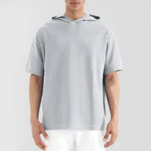 تی شرت اورسایز کلاه دار آستین کوتاه مردانه نوزده نودیک مدل TS1966 G