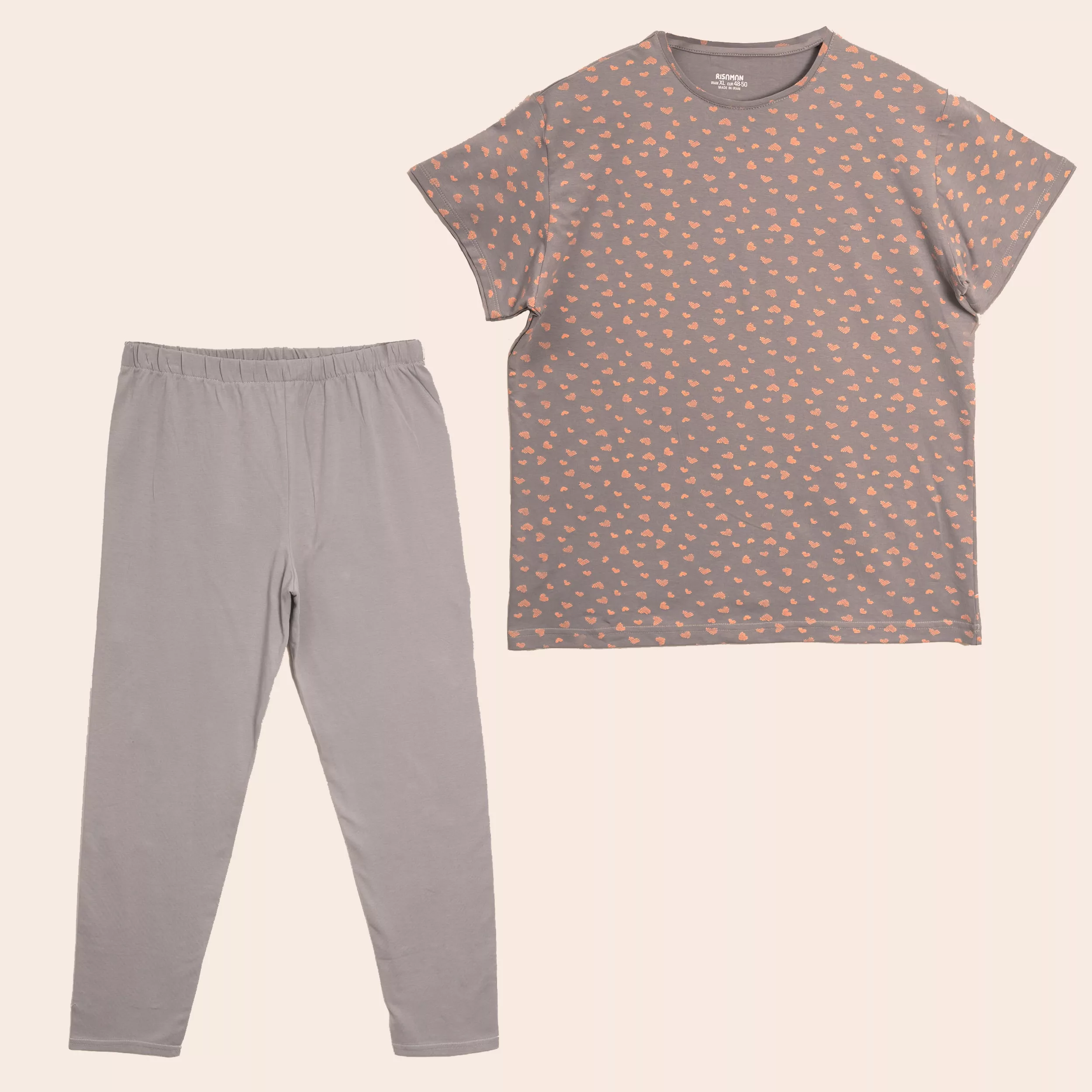 ست تی شرت و شلوار زنانه مدل آناهیتا رنگ طوسی روشن