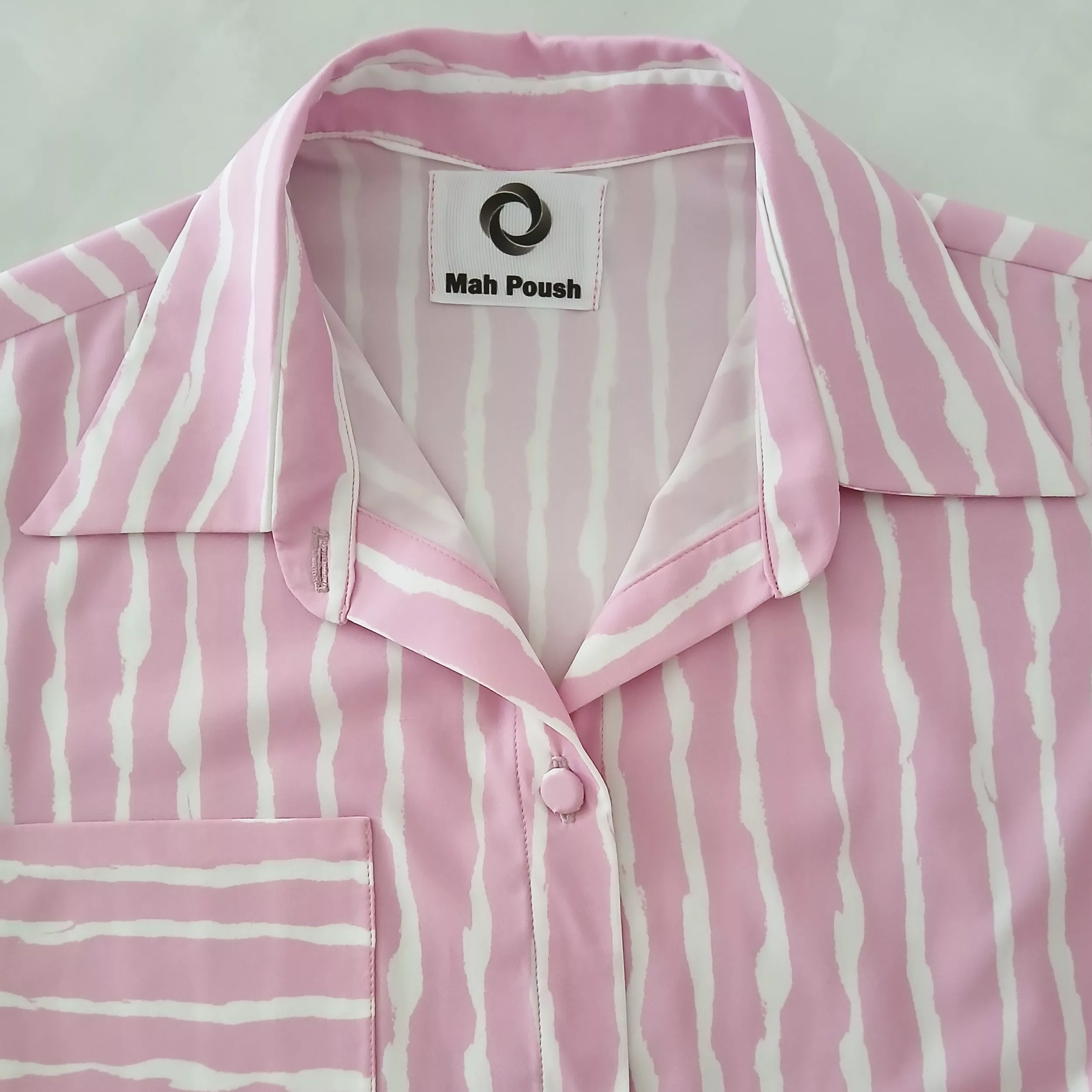 شومیز آستین بلند یقه برگردان زنانه ماه پوش مدل 1404 رنگ صورتی