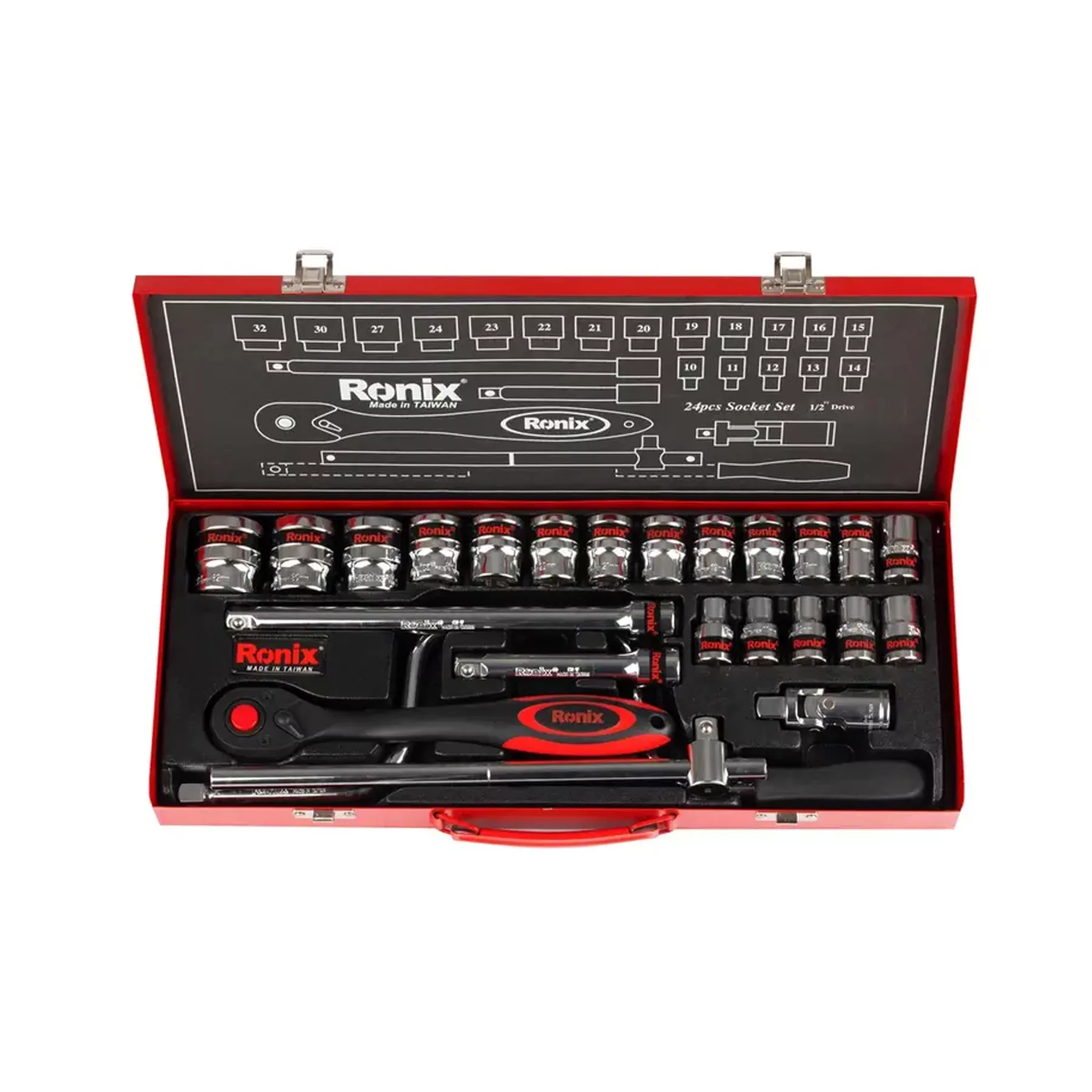 مجموعه 24 عددی آچار و سری بکس رونیکس مدل 2624RH