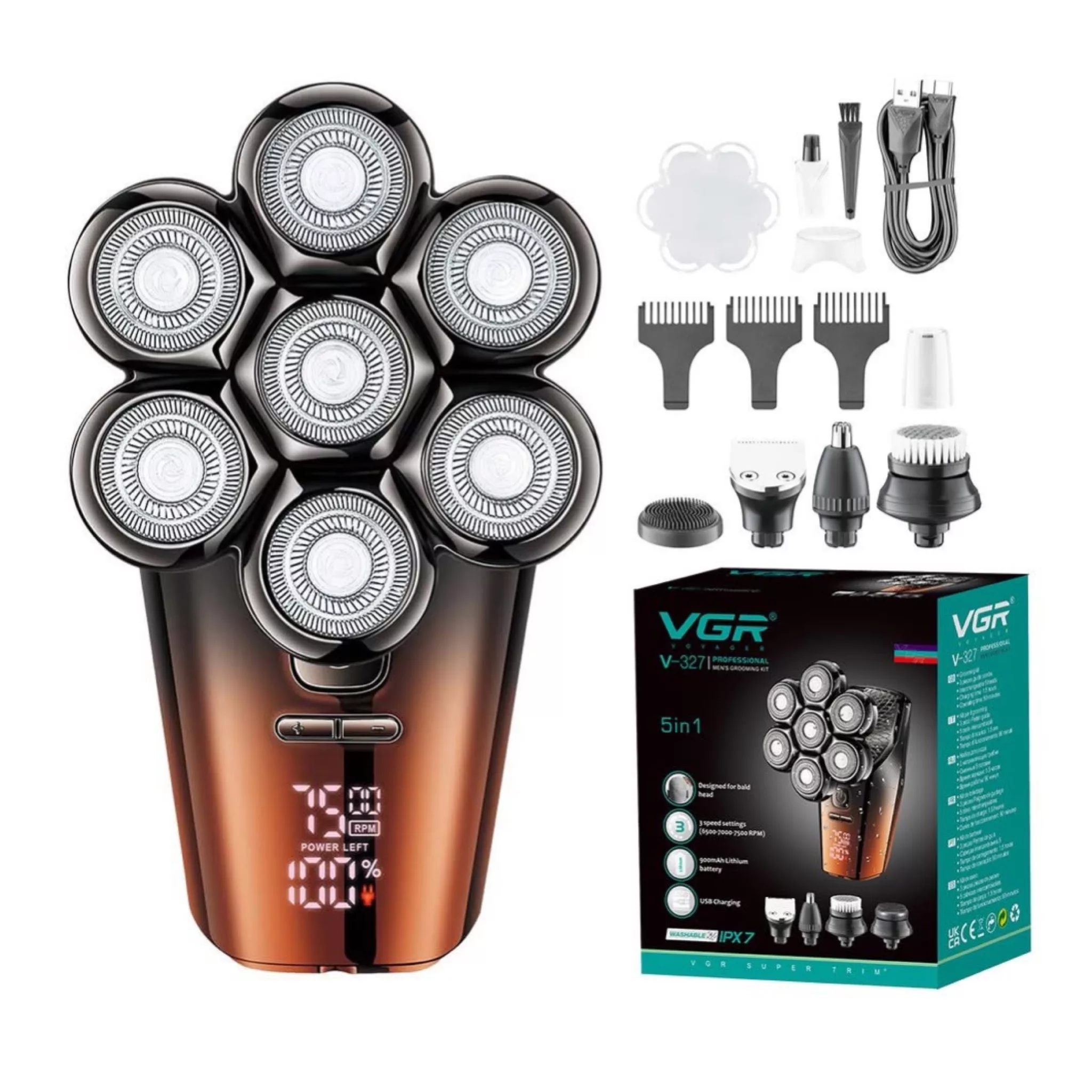 ست اصلاح موی سر و صورت شارژی وی جی ار مدل V-327