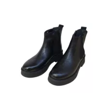 نیم بوت زنانه مدل چرم طبیعی کد ZNM 11 رنگ مشکی