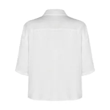 کراپ شومیز آستین سه ربع یقه برگردان زنانه جی تی هوگرو مدل 34162245535 رنگ شیری