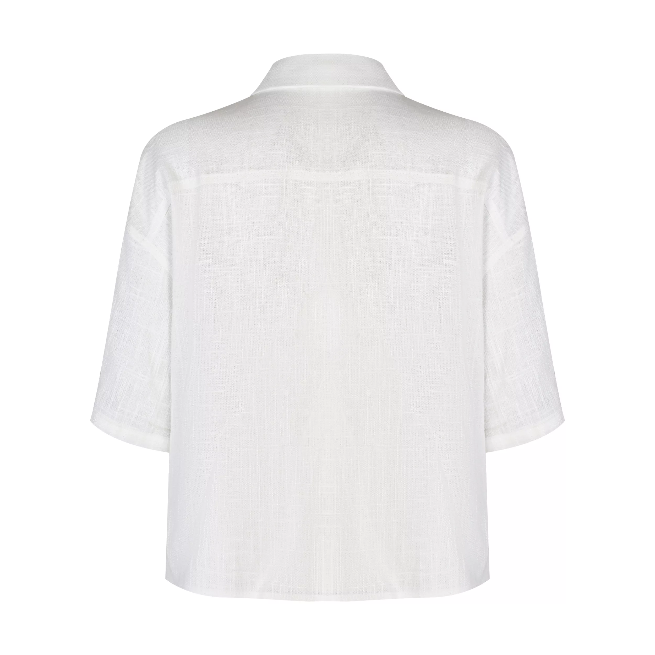 کراپ شومیز آستین سه ربع یقه برگردان زنانه جی تی هوگرو مدل 34162245535 رنگ شیری