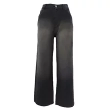 شلوار جین بگ زنانه مدل  کمر کشی کد 20112 رنگ زغالی