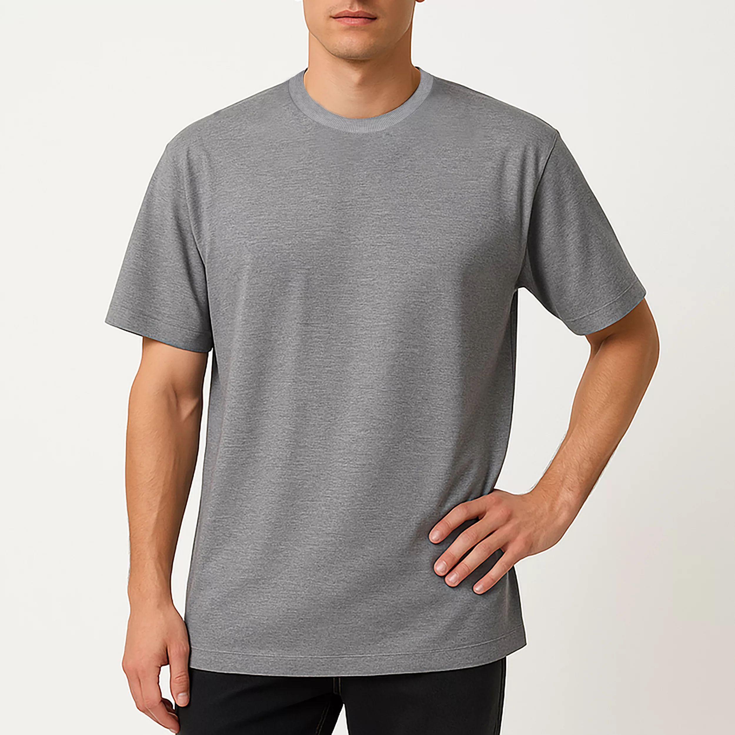 تی شرت آستین کوتاه مردانه ایزی دو مدل 0177 رنگ طوسی