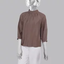 بلوز آستین بلند یقه ایستاده زنانه سرژه مدل 204626  رنگ قهوه ای