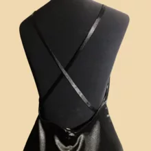 لباس خواب زنانه مقمیس مدل ساتن پشت ضربدری رنگ مشکی