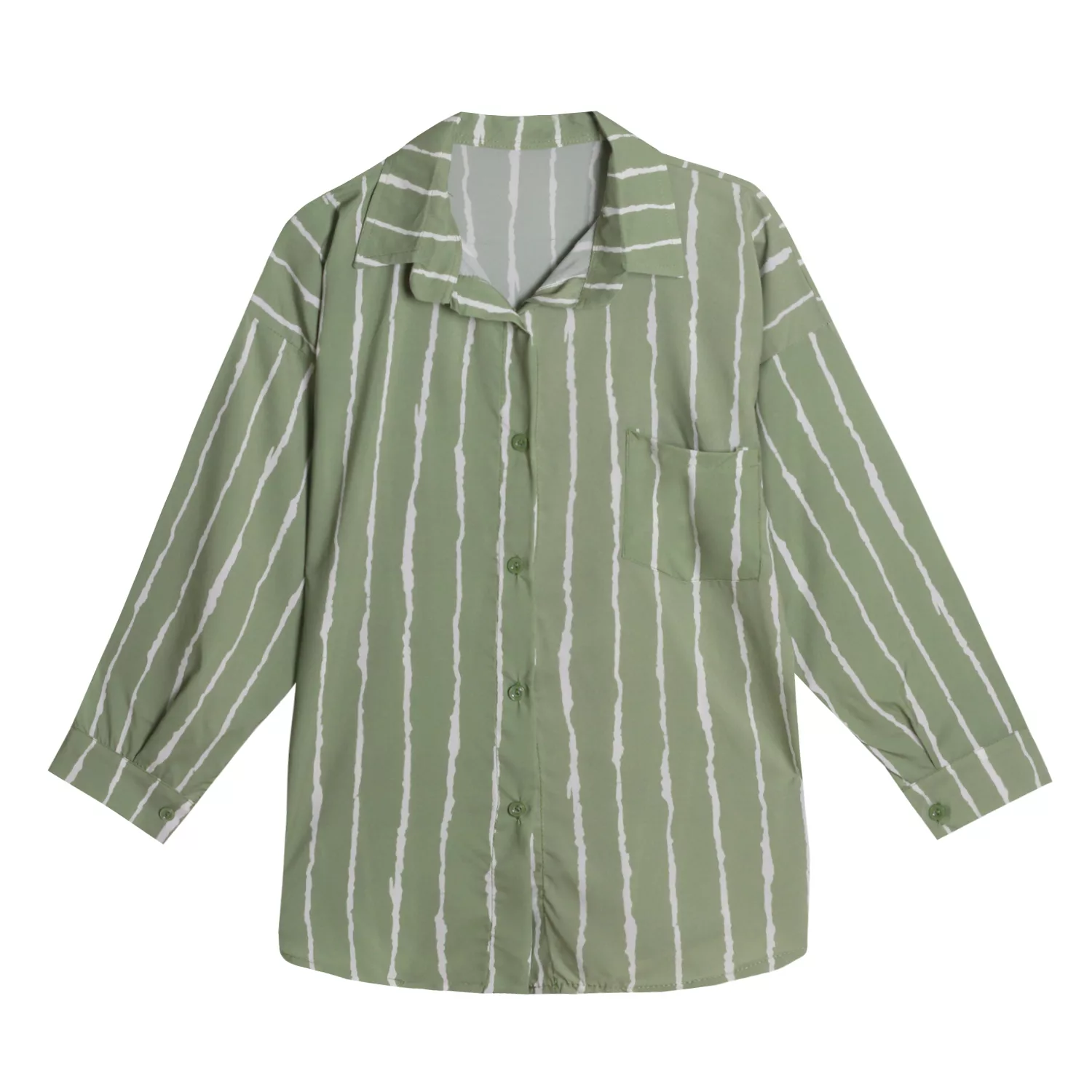 شومیز آستین بلند یقه برگردان زنانه مدل FDC رنگ سبز