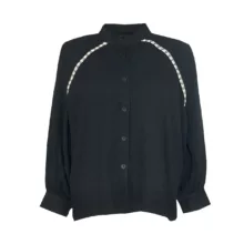 شومیز آستین بلند یقه ایستاده زنانه مدل 8001 رنگ مشکی