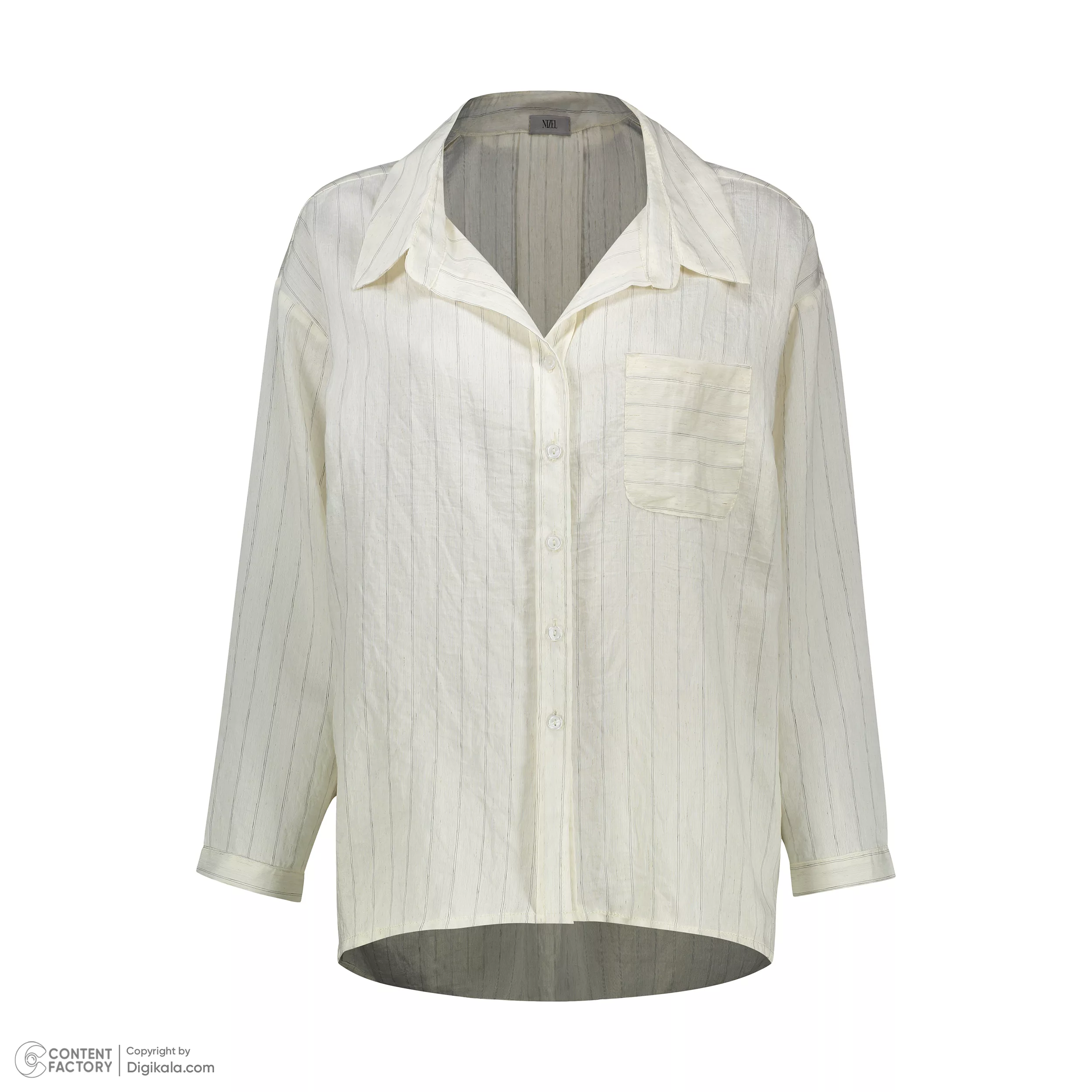 شومیز آستین بلند یقه برگردان زنانه نیزل مدل 1256 رنگ کرم