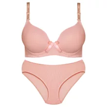 ست شورت و سوتین زنانه پدلی مدل کبریتی فنردار کد 5122-P132 رنگ صورتی