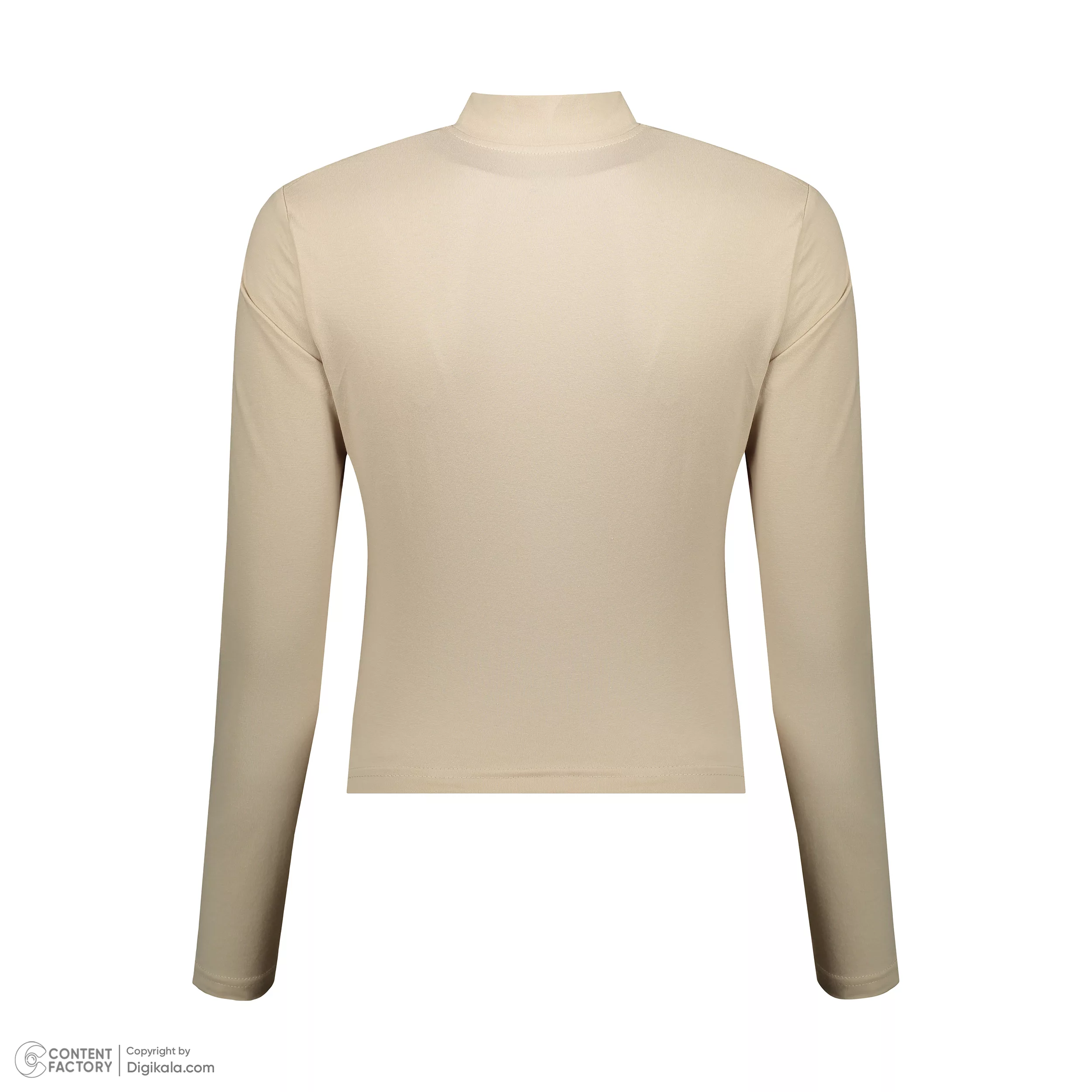 کراپ تیشرت آستین بلند زنانه کانتکس مدل 203 رنگ کرم