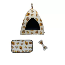 جای خواب سگ و گربه مدل مثلثی به همراه تشک باکس و استخوان