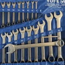 آچار یکسر تخت و یکسر رینگی یوفی مدل Cr-V مجموعه 21 عددی