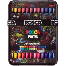 مداد شمعی 24 رنگ یونی بال مدل posca pastel