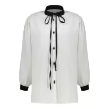 شومیز آستین بلند یقه ایستاده زنانه مدل 5-30 رنگ سفید