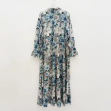 پیراهن ساحلی یقه برگردان زنانه مدل سه بعدی رنگ فیروزهای