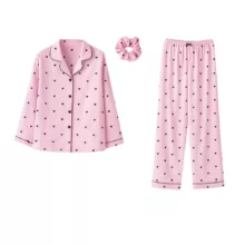 لباس خواب زنانه مدل ساتن ابریشم کد 66902 به همراه کش مو