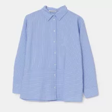 شومیز آستین بلند یقه دکمه دار زنانه ال سی وایکیکی مدل Cizgili4321 رنگ آبی روشن