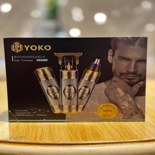 ست اصلاح موی سر و صورت شارژی یوکو مدل yk-2301 به همراه موزن گوش و بینی مدل 01