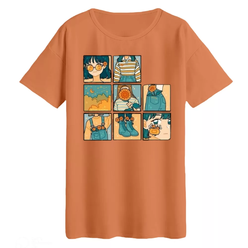 تی‌شرت لانگ آستین کوتاه زنانه مدل پازل رنگ گلبهی