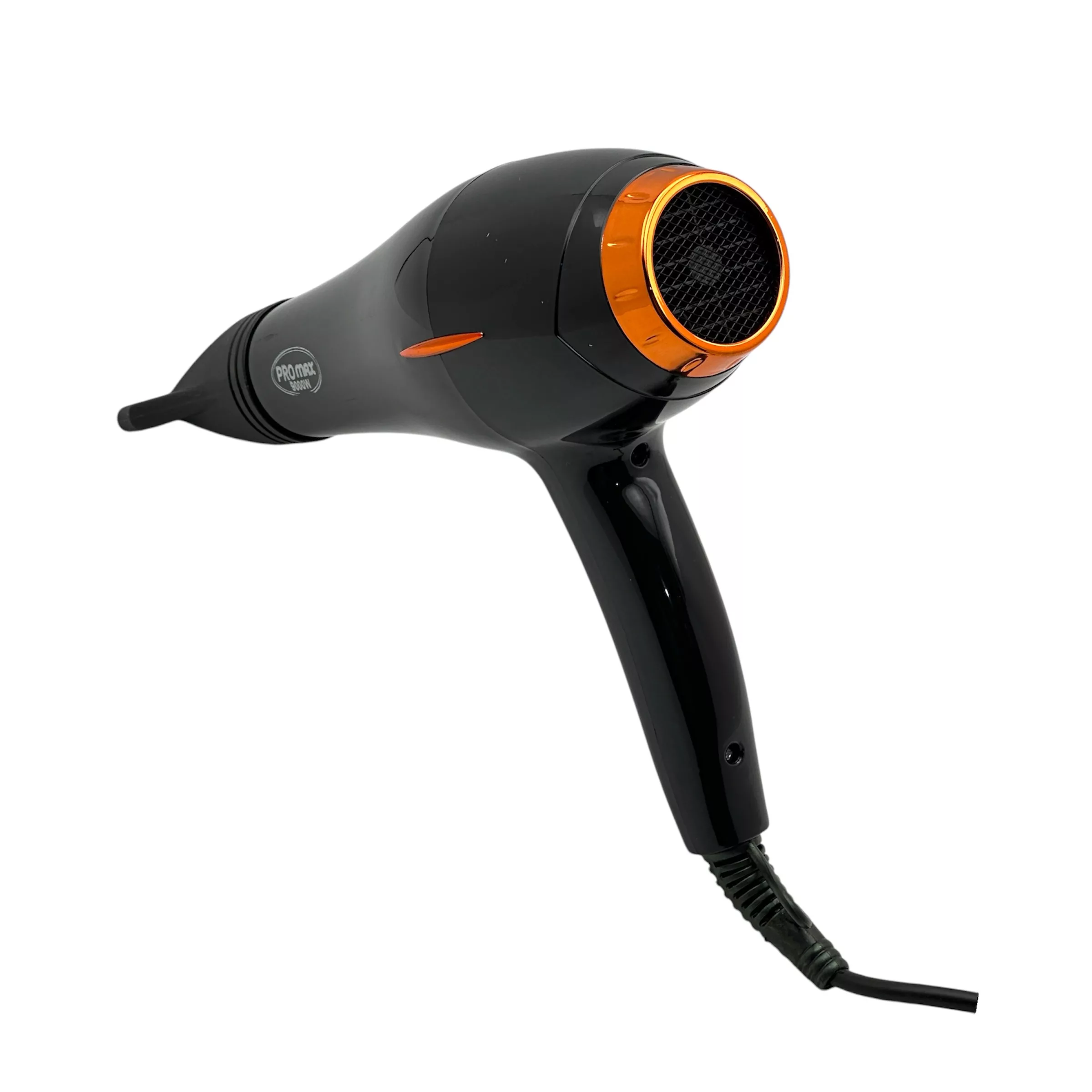 سشوار حرفه‌ای پرومکس مدل MA-8890، موتور AC با توان مصرفی 9000 وات، دارای قابلیت تعویض سری، عملکرد توربو، دارای متمرکزکننده، با حالت صاف‌کننده، وزن 650 گرم، تنظیم حرارت 2 حالته و کنترل سرعت 2 حالته، به همراه متمرکزکننده باریک