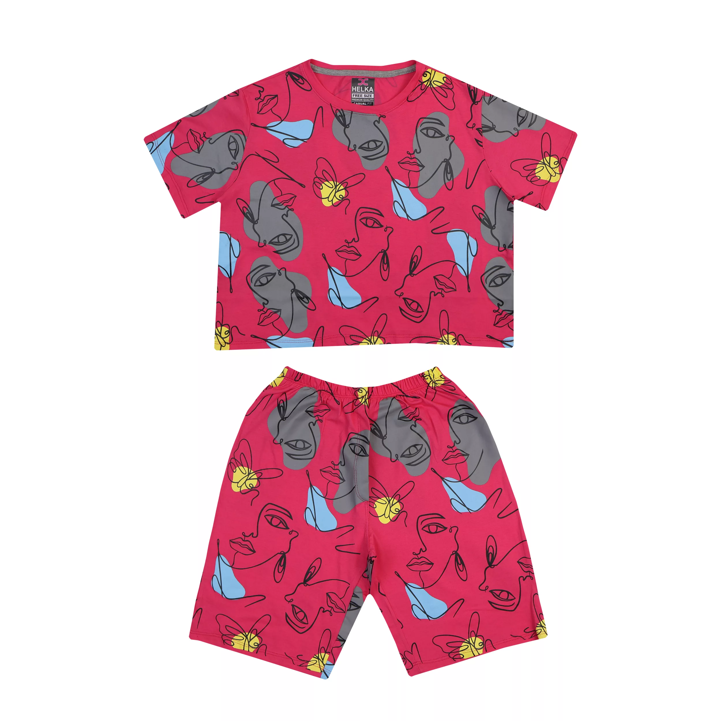 ست تاپ و شلوارک زنانه هلکاپاژ مدل رخ