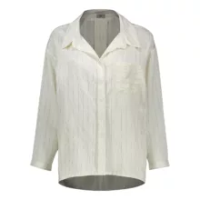 شومیز آستین بلند یقه برگردان زنانه نیزل مدل 1256 رنگ کرم