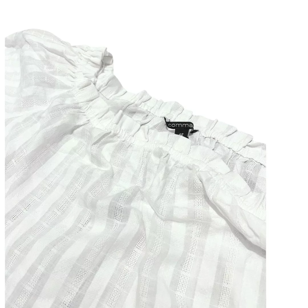 بلوز آستین سه ربع یقه قایقی زنانه کوما مدل عروسکی رنگ سفید