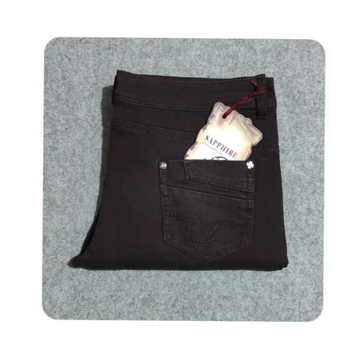 شلوار جین راسته زنانه سفیر مدل SA 19802695 رنگ قهوهای تیره