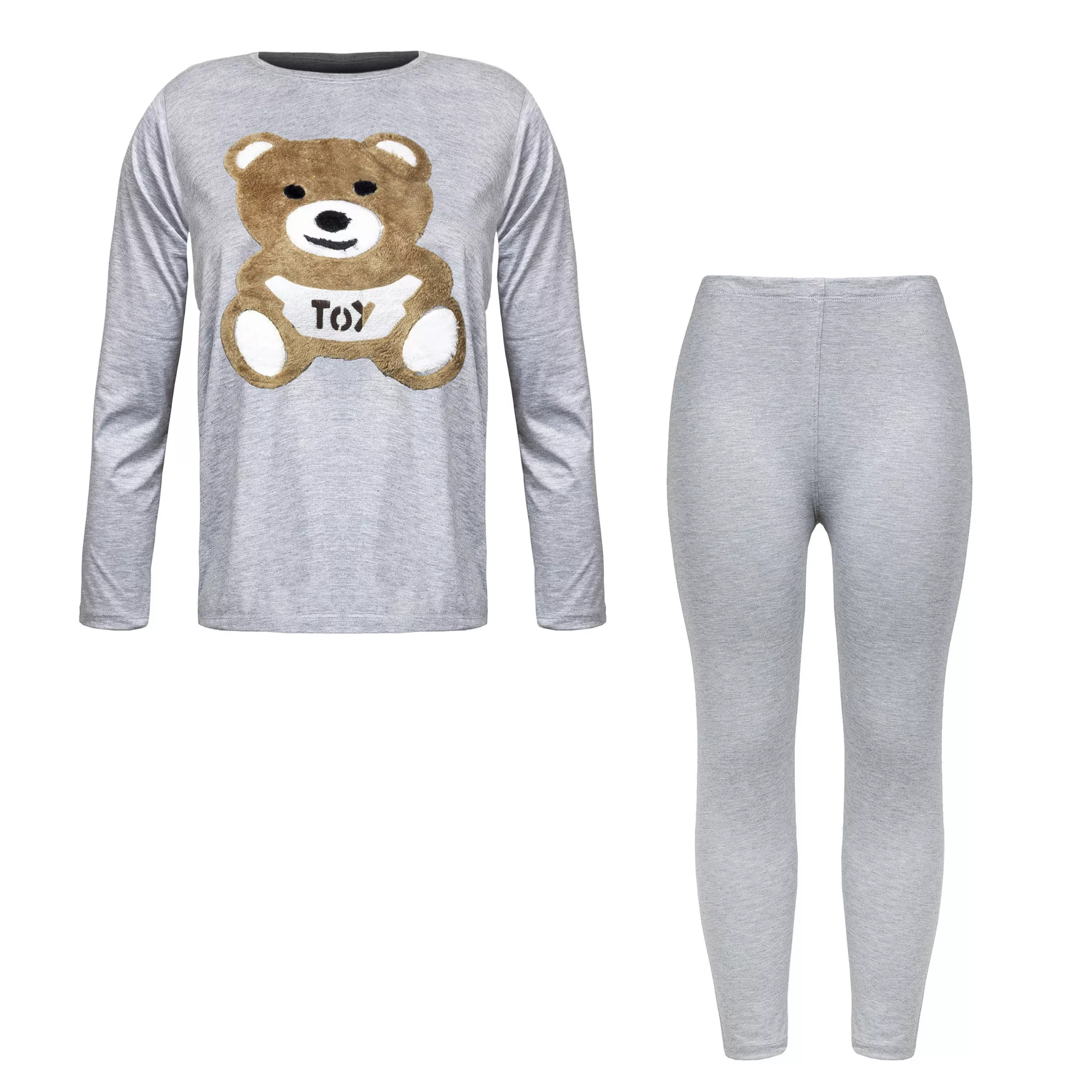 ست تی شرت و شلوار زنانه مدل چاپ مخمل طرح خرسی