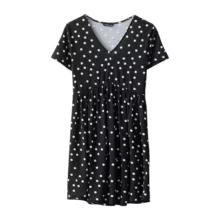 پیراهن یقه هفت زنانه ال سی وایکیکی مدل اسلیم افکت رنگ مشکی