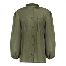 شومیز آستین بلند یقه ایستاده زنانه الین مدل 8-30 رنگ سبز تیره