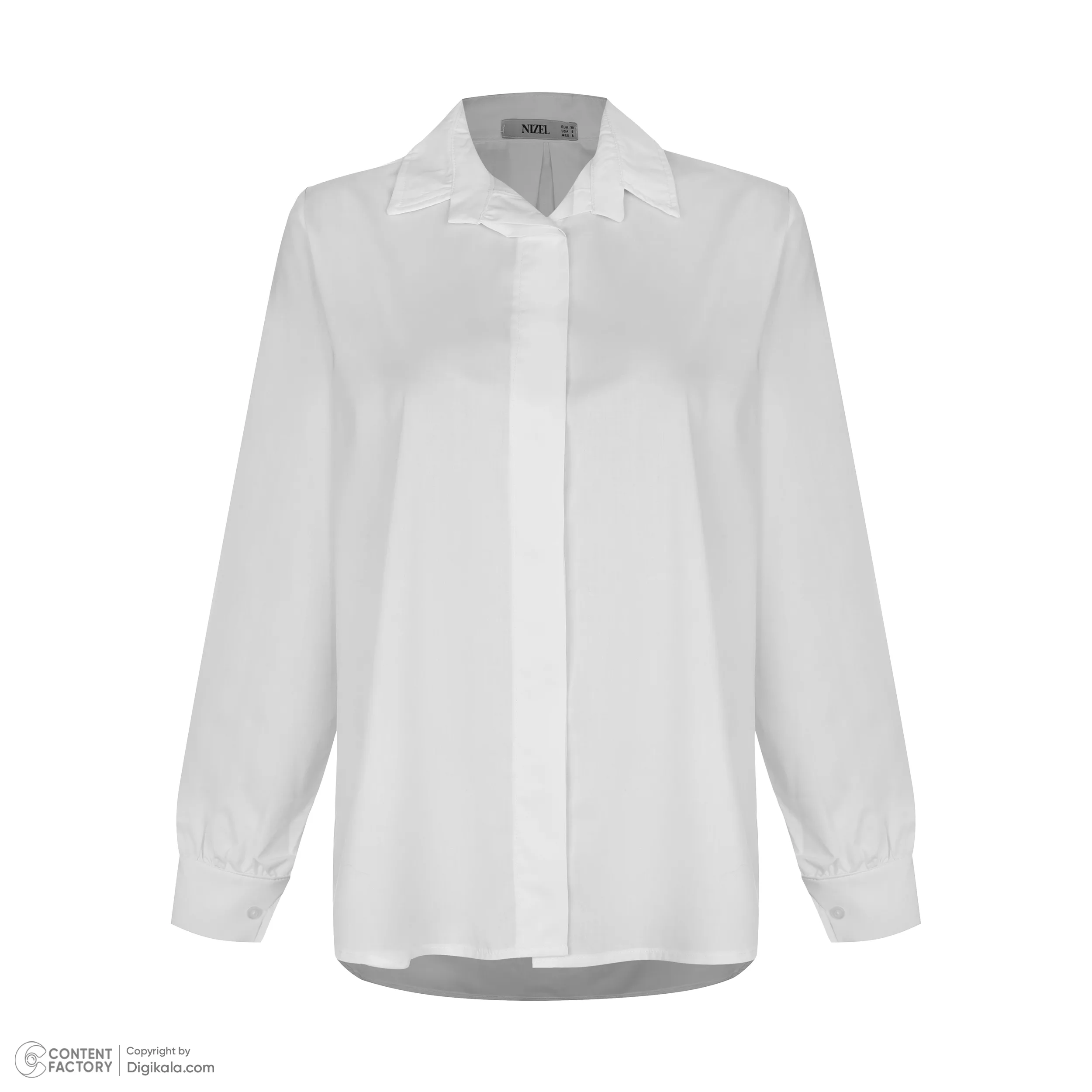 شومیز آستین بلند یقه برگردان زنانه نیزل مدل 478 رنگ سفید