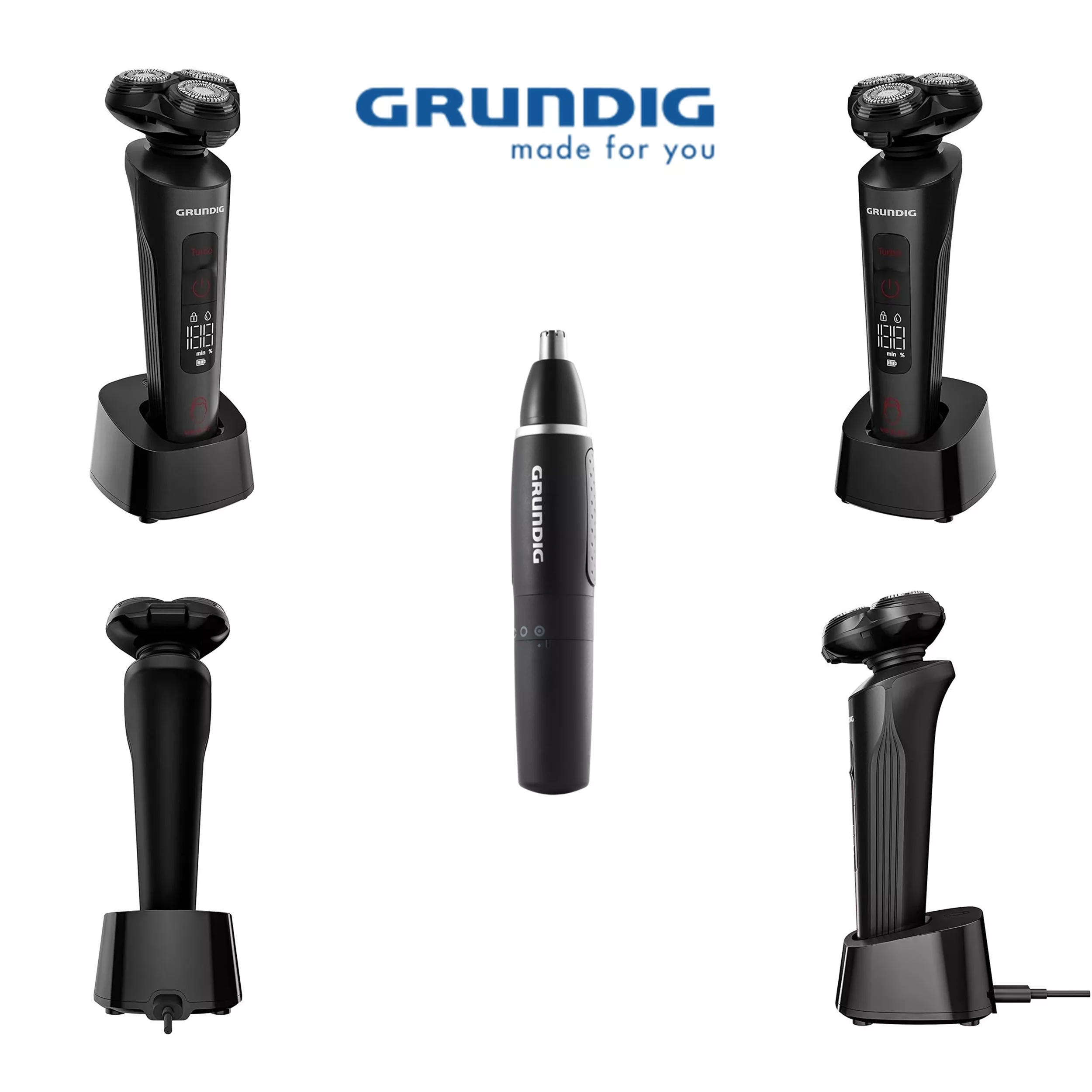 ماشین اصلاح موی صورت شارژی گروندیگ مدل MS 9130 به همراه مو زن گوش و بینی گروندیگ مدل MT 3810