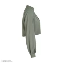 کراپ بلوز آستین بلند یقه ایستاده زنانه نیزل مدل 1175 رنگ سبز سدری