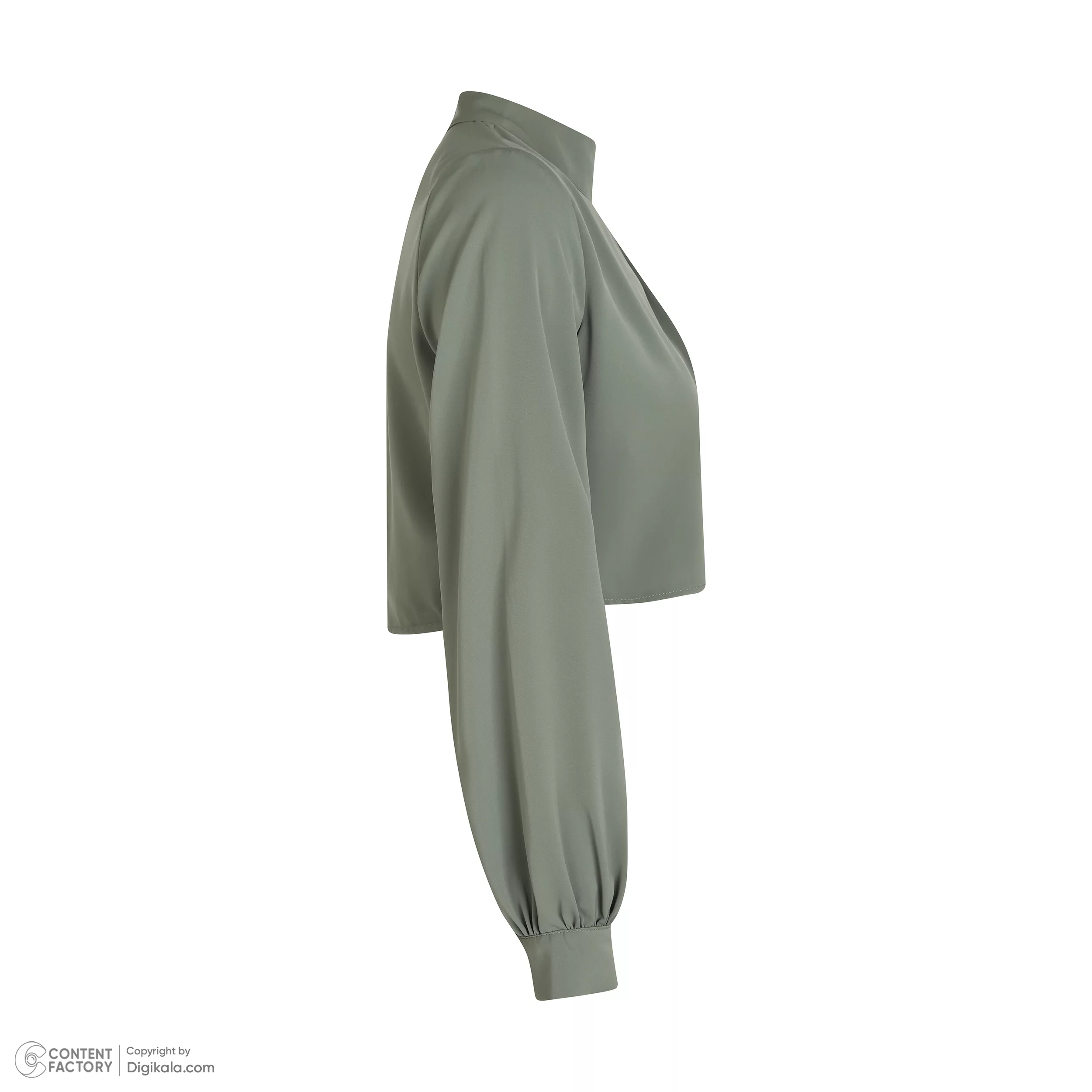 کراپ بلوز آستین بلند یقه ایستاده زنانه نیزل مدل 1175 رنگ سبز سدری