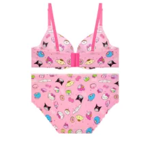 ست شورت و سوتین زنانه مدل اسفنجی لیزری دکلته کاپ B طرح کیتی کد 6301