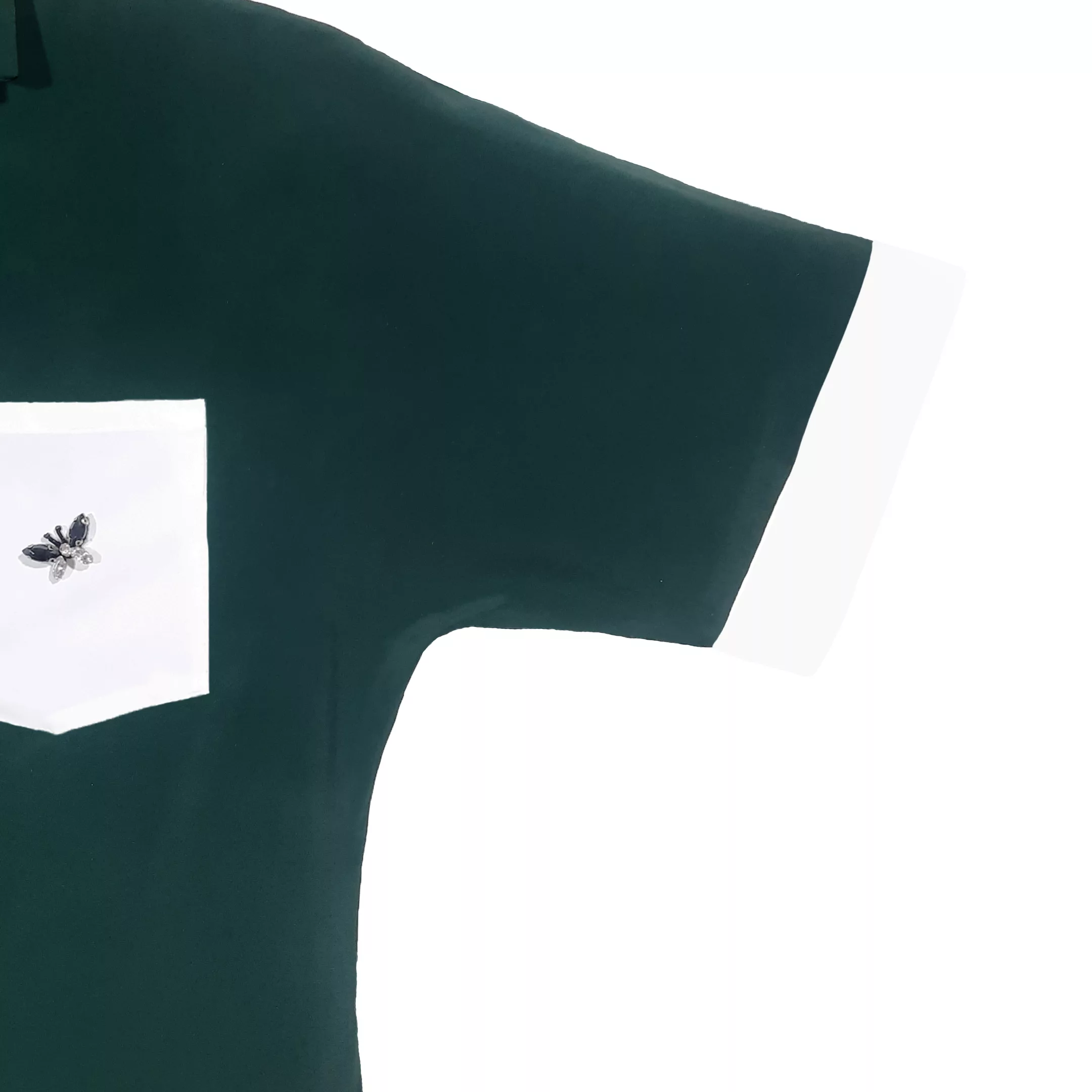 بلوز آستین سه ربع زنانه مدل پروانه ای رنگ سفید سبز