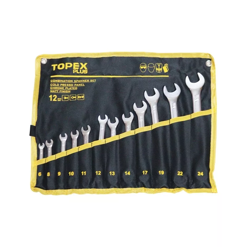آچار یکسر تخت و یکسر رینگی تاپکس پلاس مدل SMT-TOPEXPLUS-12PCS-6-24MM مجموعه 12 عددی