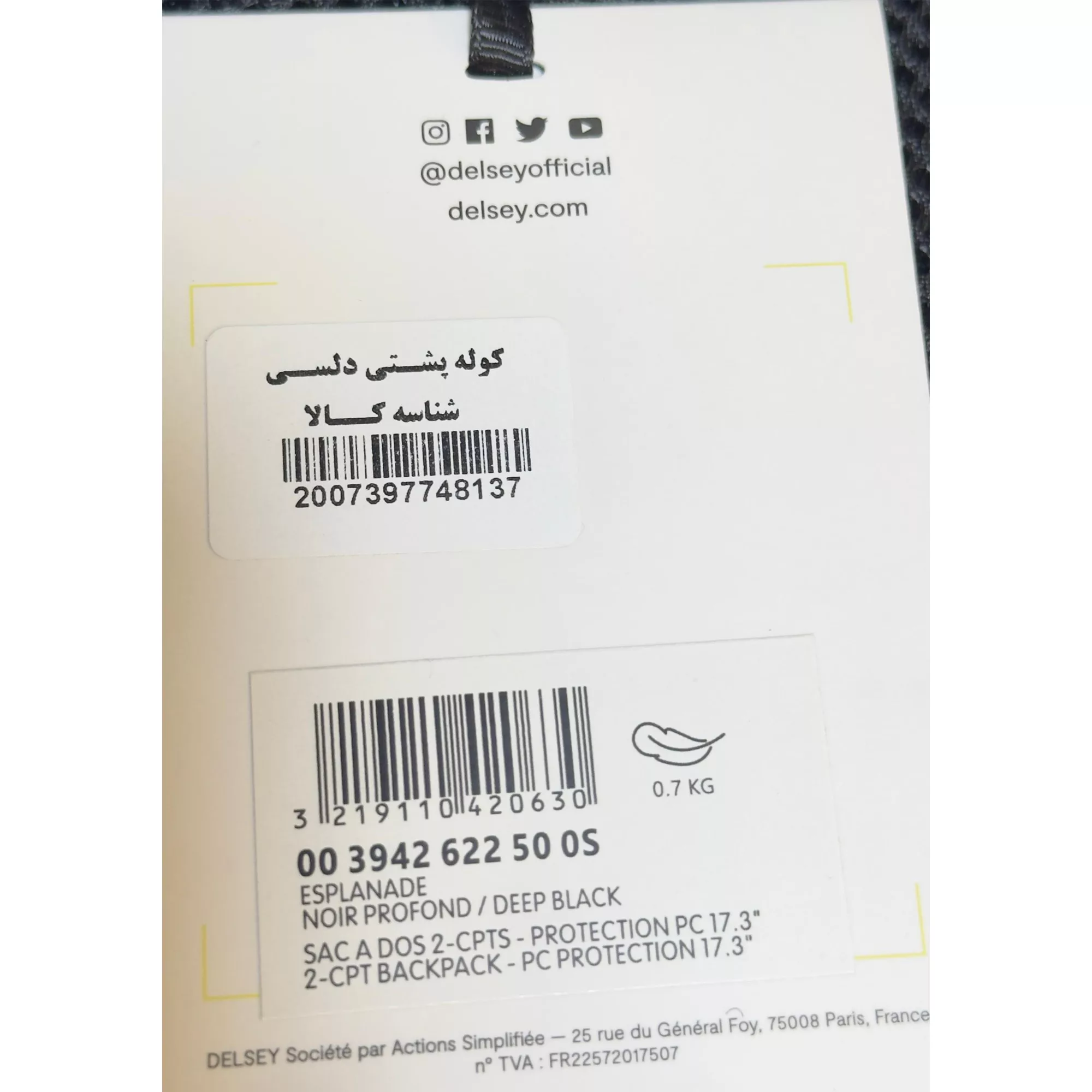 کوله پشتی لپ تاپ دلسی مدل ESPLAINADE کد 394262250 مناسب برای لپ تاپ 16 تا 17 اینچی