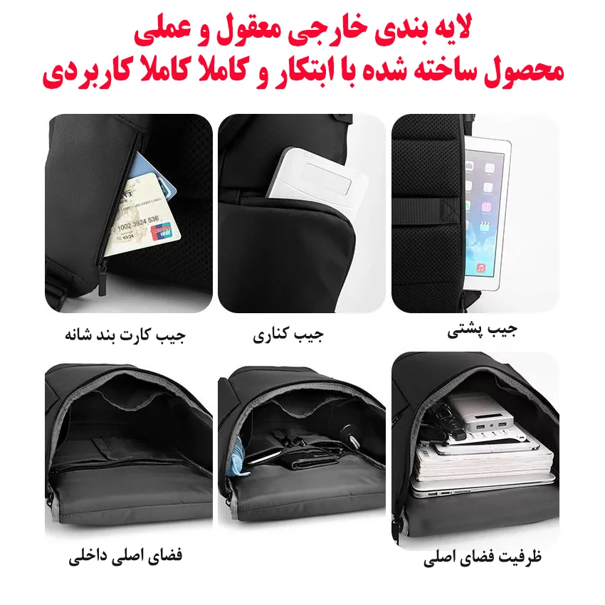 کوله پشتی لپ تاپ فیزلی مدل 2025 مناسب برای لپ تاپ 14.1 تا 15.6 اینچی
