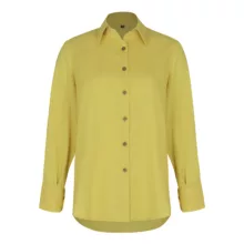 شومیز آستین بلند یقه برگردان زنانه مدل 007 رنگ خردلی